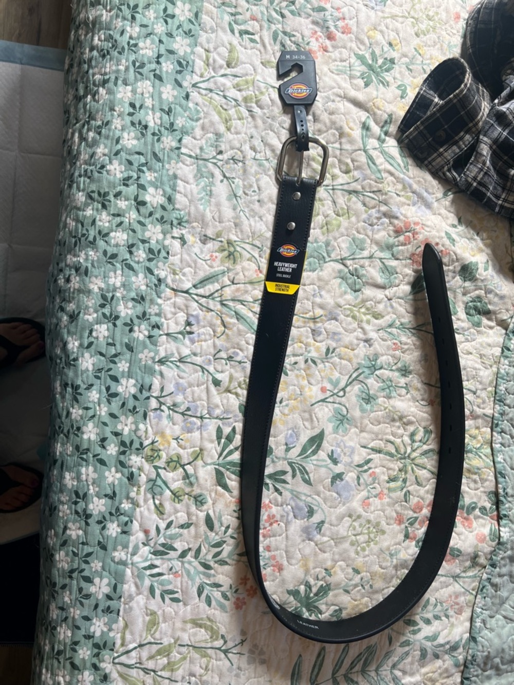 Dickies Black Leather Work Belt with Silver Buckle